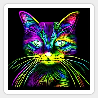 Cat Eyes Are Always Watching - Playful Colorful Cat Magnet